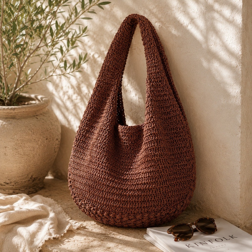 Free People FP Collection Brown Sintra Straw Woven Rafia Slouchy Hobo Bag NWT